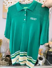 ベネトン39>15グリーン ニット 半袖 カラーTシャツ 55