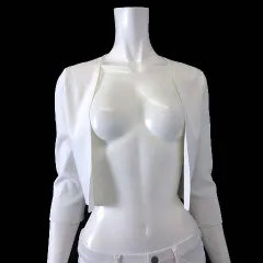 フォクシーニューヨーク FOXEY NEW YORK ボレロ カーディガン レーヨン 7分袖 5分袖 トッパー M 38 白 ホワイト