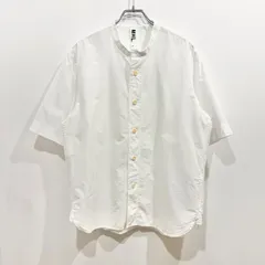 MHL. バンドカラー 麻混 スタンドカラー 半袖シャツ ホワイト サイズS【送料込み】