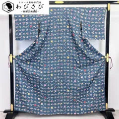 単衣 小紋 型染 松竹梅 花菖蒲 鞠 簪 折り鶴 熨斗目花色 K-3941