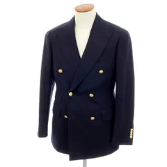 【中古】ビームスエフ BEAMS F ウール ダブル6B ブレザー テーラードジャケット ネイビー【サイズ46】【メンズ】
