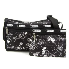 レスポートサック ショルダーバッグ ポーチセット 花柄 斜め掛け ナイロン 鞄 ブランド 黒 レディース ブラック LeSportsac 【中古】