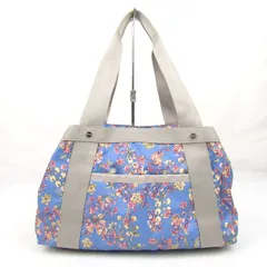 レスポートサック ハンドバッグ 花柄 ナイロン 鞄 カバン ブランド レディース ブルー LeSportsac 【中古】