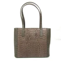 クロコダイル リアルレザー トートバッグ ショルダーバッグ 本革 鞄 カバン レディース グレージュ CROCODILE 【中古】のサムネイル
