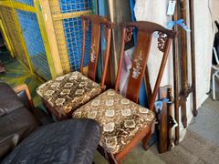 2脚セット 螺鈿細工 花梨 ダイニングチェア 中国美術 椅子 透かし彫り