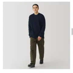 無印良品 無地 アンデス ウール ケーブル クルーネック セーター XXL