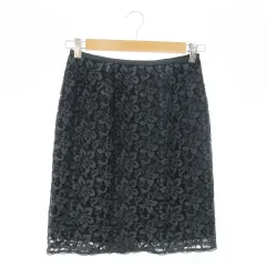 アプワイザーリッシェ Apuweiser-riche スカート 総レース タイト ひざ丈 花柄 キレイめ 1 紺 ネイビー /AO24