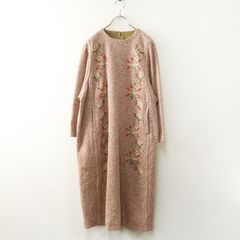 美品 45R 縮絨 ロングコート ショールカラー 刺繍 日本製 彫刻 ボタン 