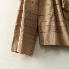 ランバンコレクション LANVIN COLLECTION グログランボーダーボレロジャケット 40 ベージュ┃ハオリ 羽織もの【2400014810660】