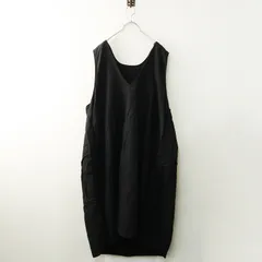 ネストローブ nest Robe コットンラミーバックサテン2wayワンピース F＼ブラック ノースリーブ ドレス Vネック 前後着【2400014793741】