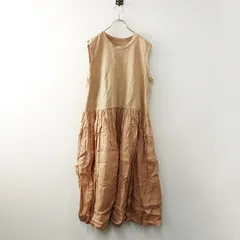 ネストローブ nest Robe ドッキングワンピース F＼ベージュ 切替 ギャザー ドレス コットン フレア ノースリーブ【2400014793796】