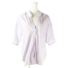 ナノユニバース nano universe シャツ ブラウス スキッパー 七分袖 バックリボン F 紫 パープル /AO11