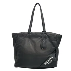 PRADA(プラダ) ショルダーバッグ - 黒×ブルー 中綿入り レザー