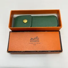 3471 HERMES エルメス グリーン レザー 印鑑ケース