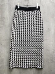 美品 COUP DE CHANCE クードシャンス ニット ロング タイト スカート size36/白ｘ黒ｘグレー ◆■レディース