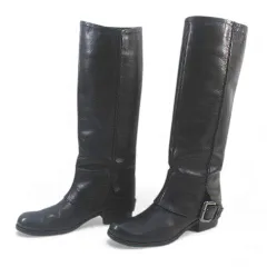 銀座かねまつ GINZA Kanematsu ロングブーツ ベルトデザイン 23.0㎝ ブラック 黒系 レザー 日本製