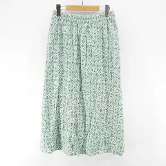 サマンサモスモス SM2 花柄 フラワー ロング丈 フレアスカート スカート F 緑系 グリーン ポケット 裏地