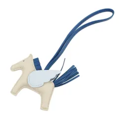 エルメス バッグチャーム ロデオPM ペガサス クレ/ブルーフランス/ブルーブリュム ラムスキン W刻印