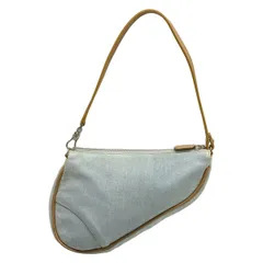 DIOR/ChristianDior(ディオール/クリスチャンディオール) ハンドバッグ サドルポーチ ライトブルー×ベージュ レザー