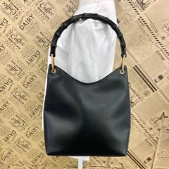 グッチ バンブー ハンドバッグ ワンショルダー 黒 革 フォーマル GA140