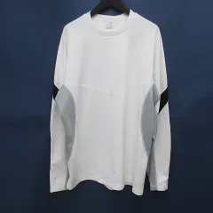 ナイキ NIKE 長袖 Tシャツ カットソー ロンT XL 白系 ホワイト ストレッチ ロゴ 刺繍