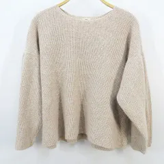 イエナ IENA 七分 ニット セーター ベージュ系 フレアスリーブ クルーネック アンゴラ混