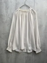 nano universe ナノユニバース フリルネック ドット柄 シアー 袖口ゴムギャザー ブラウス シャツ 日本製 size36/アイボリー ■◆レディース