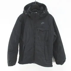 ナイキ NIKE パデットジャケット 中綿 ジャケット M 黒系 ブラック ロゴ 文字 プリントジップアップ 裏地