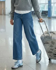 春新商品 ムーン セミ ワイド デニム ストレート デニム 様