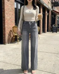 2026 ss 春新商品 3005 밴딩 ダブルボタン ワイドパンツ デニムパンツ