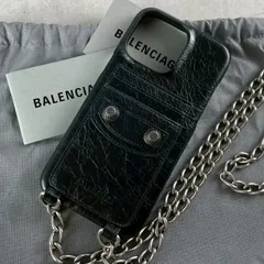 未使用級✨BALENCIAGA バレンシアガ iPhoneケース 黒 15promax ルカゴール Le Cagole  スマホケース アイフォンケース ストラップ スマホショルダー レザー メンズ レディース 男女兼用 ユニセックス クロスショルダー