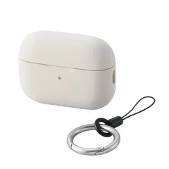 新品 エレコム AirPods Pro 2 第2世代 2022年 用 ケース シリコン カラビナ付き コネクターキャップ一体型 magsafe充電 ワイヤレス充電 対応 [やわらか素材でしっかり守る] アイボリー AVA-AP4SCIV