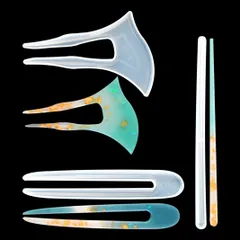 新品 かんざし 簪 髪飾り シリコンモールド エポキシ樹脂 UVレジン ３種類セット 普段使い シンプル 軽量 丈夫 DIY 手作り プレゼント アクセサリー 再利用可能 かんざし型 U字型 バチ型 (簪３種類セット)