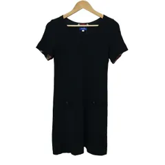 ブルーレーベルクレストブリッジ ワンピース サイズ36 S レディース美品  - 黒×ベージュ×マルチ 半袖/ひざ丈/リボン