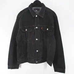 ヘインズ Hanes デニム ジャケット ジージャン LL 黒系 ブラック ボタン 加工 タグ付
