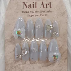 ネイルチップ　現品　フレンチガーリー　ちゅるん　ニュアンス　バレエコア　ワンホン　韓国　メンカラ　推しネイル　y2k  夢かわ　ツイード　バレエコア　くすみブルー　ラメ　スナ系