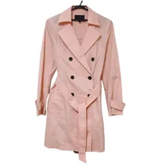 【美品】ICB アイシービー　スプリングコート　トレンチコート　サーモンピンク　レディース　11号　オシャレ　ナイロン　薄手　春　アウター　オシャレ　オフィス【ZK95】