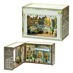 CUTEROOM 木製ドールハウス キット 子供向け ミニチュア家具とLED 付き おもちゃ 手作り DIY プレゼントに最適(MINI112)