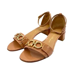 サルヴァトーレ・フェラガモ Salvatore Ferragamo US4 COMO30 ガンチーニサンダル ピンク エナメル レディース サンダル