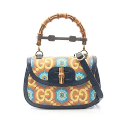 グッチ GUCCI ハンドバッグ バンブー 1947 GGロゴ 678489 ネイビー/マルチ PVCコーティングキャンバス レザー バンブー1947 2wayショルダー レディース Used A