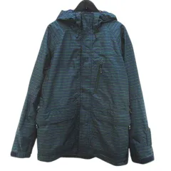 コロンビア Columbia オムニヒート RN69724 CA05367 ナイロン ジャケット スノーウェア L 紺系 ネイビー ボーダー柄 フード ダブルジップ 刺繍