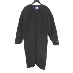 ノースフェイス パープルレーベル THE NORTH FACE PURPLE LABEL NAW2050N ウールボアフリースロングコート ノーカラーコート WM 黒系 ブラック ジップアップ 毛 裏地