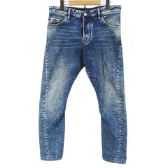 ディースクエアード DSQUARED2 Sexy Twist Jean S74LB0567 S30663 ロング丈 デニムパンツ ジーンズ 46 青系 ブルー ボタンフライ 加工 ラベル イタリア製