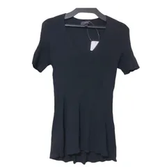  【美品】Theory　セオリー　半袖リブニット　黒　ブラック　レディース　サイズS オシャレ　フレア　人気完売　スタイルアップ【ZK95】