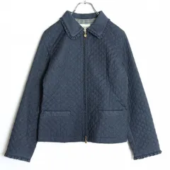 【美品】インゲボルグ★ピコフリルとカメリアモチーフファスナーが可愛い♪ キルティングジャケット サイズM 紺系 z17617