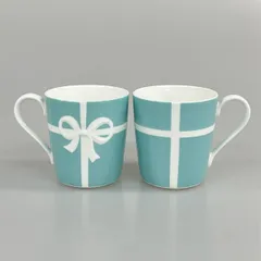 TIFFANY&Co.(ティファニー) 食器新品同様  ブルーボウ ティファニーブルー×白 マグカップ×2点/リボン