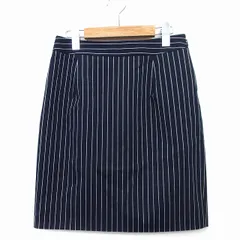 N.Natural Beauty Basic N.ナチュラルビューティーベーシック 台形 スカート ミニ 膝上 ストライプ 柄 スリット 綿混 M ネイビー 紺 /HT31