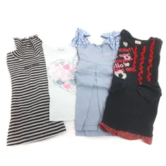 メゾピアノ mezzo piano 4点 セット まとめ ワンピース Tシャツ カットソー 長袖 半袖 ボーダー 90 100 マルチカラー ■GY14