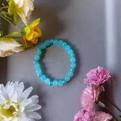 ハンドメイドビーズブレスレット／ターコイズブルー／16cm／ユニセックス