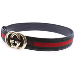 GUCCI (グッチ) インターロッキングG シェリーライン ベルト ブラウン×レッド×グリーン 162922 ゴールド金具